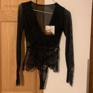 NWT Black Lace Bodysuit